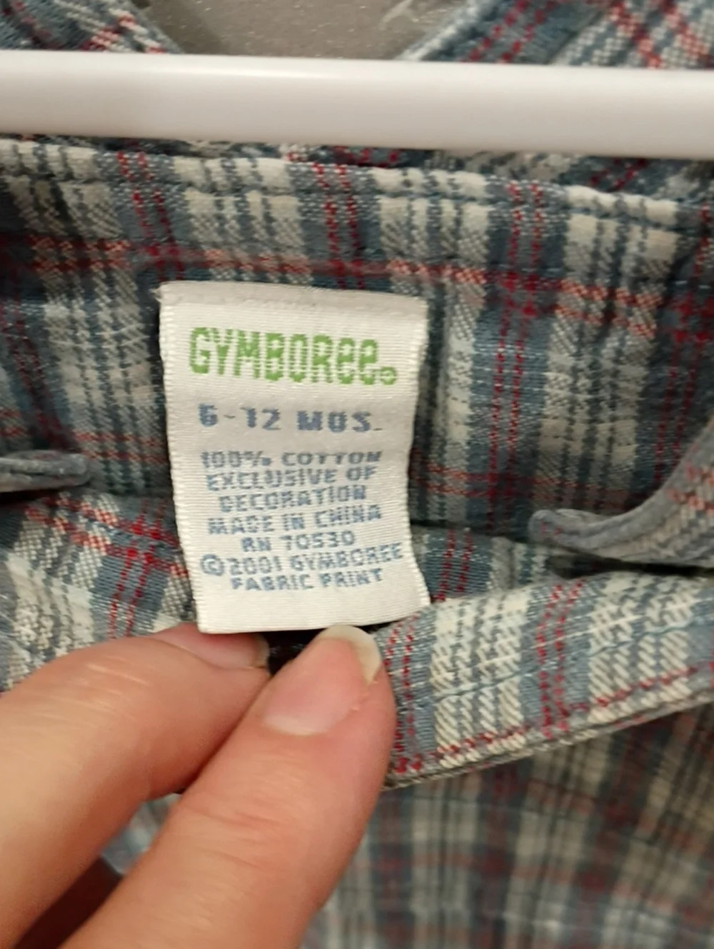 GAP Navy and Gray Striped Knit Romper with Gymboree Plaid Overalls Set 6-12
